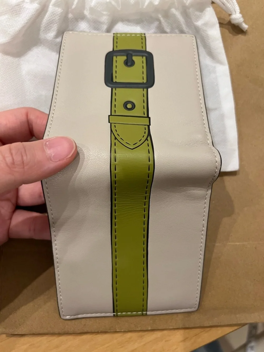 Coach Double Billfold Wallet With Trompe L'oeil Lime Belt Design C9023 NWOT